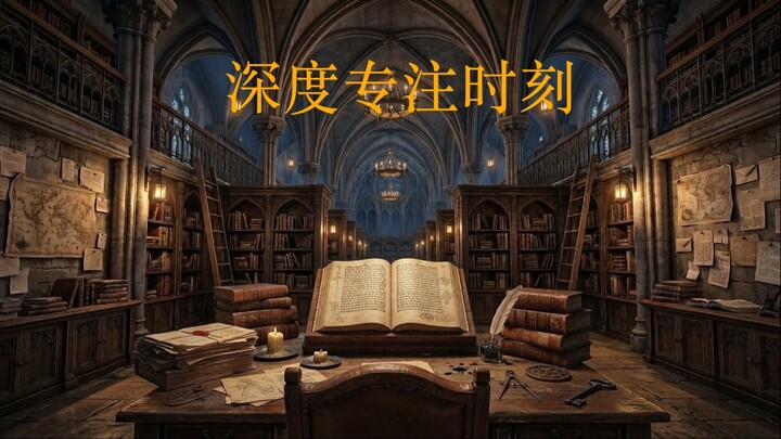 【50/10番茄钟】像中世纪学者一样学习｜雨声与壁炉声｜沉浸式学习氛围｜专注・阅读・写作
