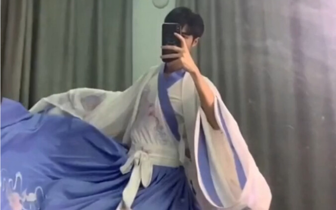A roundup of Hanfu outfits in red, yellow, green, cyan, blue, and purple