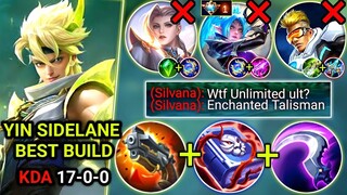 YIN VS KARINA AND PRO SILVANA IN SIDELANE | YIN 17 KILLS IN 12 MINUTES | BEST BUILD | MOBILE LEGENDS