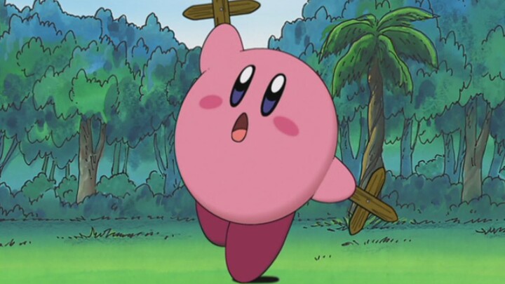 Kirby baby practicing throwing shuriken