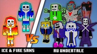Ice Sans vs Fire Sans vs AU Undertale (Undyne, Sans, etc) | Minecraft Battle | Most Awesome Battle !