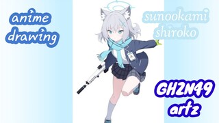menggambar karakter blue archive (sunaookami shiroko)