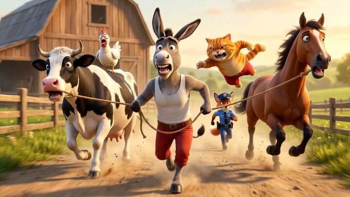 Donkey Steals All the Farm Animals But the Brave Cat Fights Back! | Funny Cartoon | Toons Ever