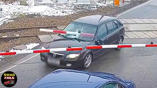 CRAZY TRAIN CROSSING FAILS COMPILATION 2023