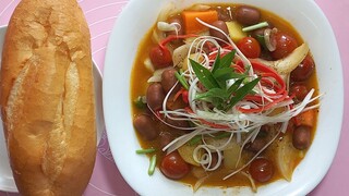 Ba tê gan nấu xút xít.món đải tiệc.