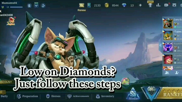 Tutorial on how to get free diamonds in Mobile Legends