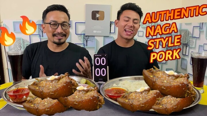 AUTHENTIC NAGA STYLE PORK CURRY EATING CHALLENGE Manipuri || PORK chaba hanba thuba tanaba manipuri