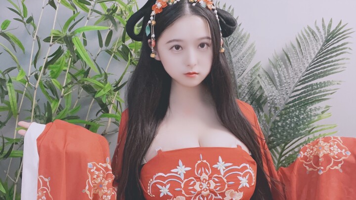 Hán phục Đường chế lộng lẫy, váy caro màu đỏ