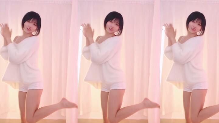 [อรุณสวัสดิ์ Qiqi] บันทึกการเต้นรำสด "Butterfly Walk" ในเสื้อสเวตเตอร์สีขาว