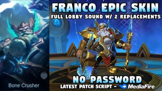 Franco Epic Skin Script No Password | Franco Valhalla Ruller Skin Script | Mobile Legends