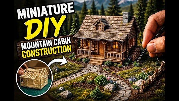 Miniature DIY Mountain Cabin Construction