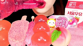 ASMR MUKBANG PINK HONEY JELLY RECIPE ICE CREAM  JELLY WAGASHI Honey Jelly Making Mukbang สะดวก