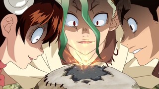 Senku, Taiju & Yuzuriha make Gun Powder- Dr.Stone