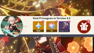 DONT FORGET!! 8210 PRIMOGEMS & NEW 4 STAR WEAPON FOR F2P IN VERSION 4.5 - Genshin Impact