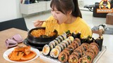 남은 추석음식으로 만든 나물 비빔밥 김밥과 뚝배기 라면 먹방 | 석박지, 김통깨 라면 Mukbang