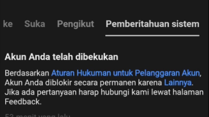 Berita buruk akun yang pertama ditangguhkan dibekukan secara permanen 😭 Sudah di duga 😭😭😭😭😭😭