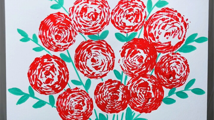 Fresh-keeping bags can also be used to print beautiful roses. It’s so fun. Let your children print a