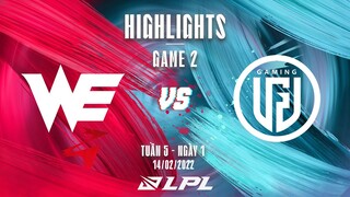 WE vs LGD | Highlights - Game 2 | Tuần 5 Ngày 1 | LPL Mùa Xuân 2022