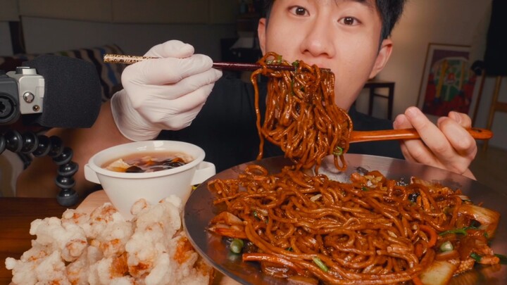 Mukbang Jajangmyun dengan daging asam manis!