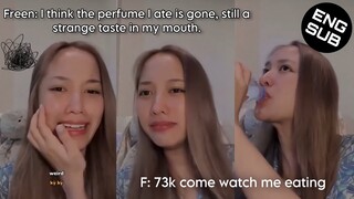 Freen’s reaction after she ate candy that taste like Fabric Conditioner - IG Live Eng | FreenBecky