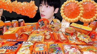 ASMR MUKBANG | 편의점 주황색 디저트 먹방 라면 아이스크림 초콜릿 & ORANGE DESSERT HONEY JELLY CANDY