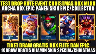 TEST DROP RATE GACHA EVENT CHRISTMAS EPIC BOX MLBB 2023! DRAW GRATIS DIJAMIN DAPET SKIN SPECIAL