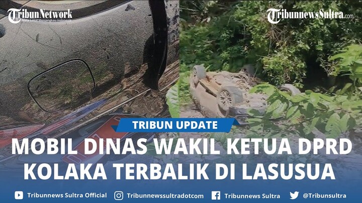 Mobil Dinas Wakil Ketua DPRD Kolaka Terbalik di Lasusua Kolaka Utara Sulawesi Tenggara