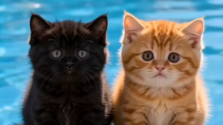 The black cat kept it simple…but the orange cat turned it into a full Hollywood death scene 😂🐈‍⬛🐱