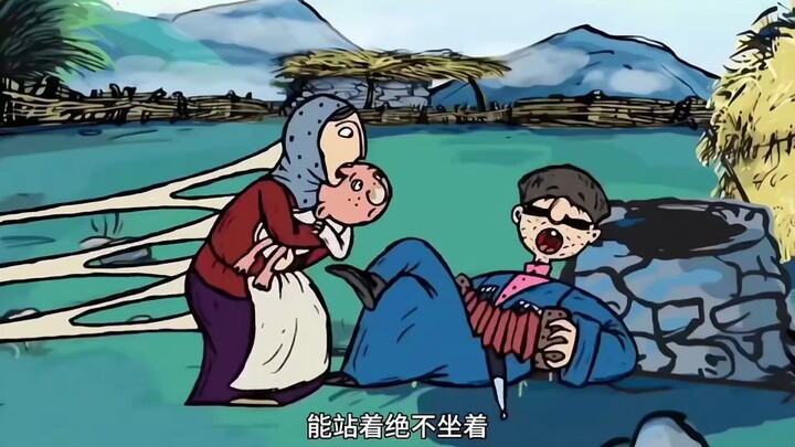 Have you ever seen someone this lazy? His wife told him to watch the sheep, but he just stood by and