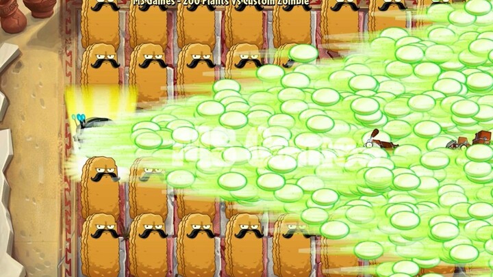 Tantangan PvZ 2 - 200 Tanaman Level Maks vs 5 Zombi Brickhead dengan 5x40.000 HP