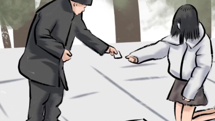 Cô gái sạch sẽ ngồi ăn xin trên đường, viết rằng hết tiền về nhà; ông lão nhặt phế liệu cho cô tiền,