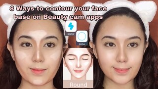 Different ways to contour your face base on Soda / Snow and other Beauty Cam apps