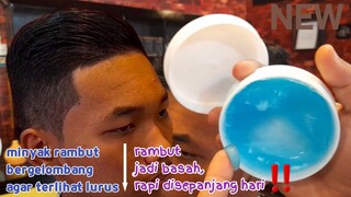 rambut bergelombang jadi lurus, disepanjang hari dan terlihat basah