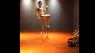 When I first started pole dancing, this was me practicing during class breaks
