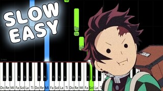 [FULL]Kimetsu no Yaiba OP - "Gurenge" - LiSA -　SLOW EASY Piano Tutorial [animelovemen]