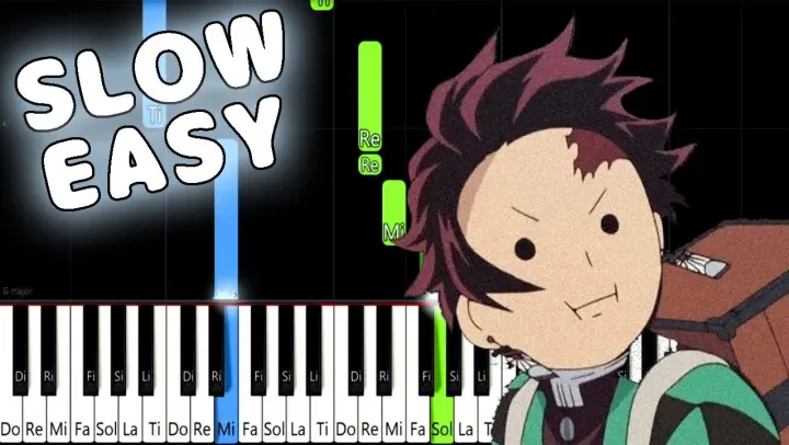 [FULL]Kimetsu no Yaiba OP - "Gurenge" - LiSA -　SLOW EASY Piano Tutorial [animelovemen]