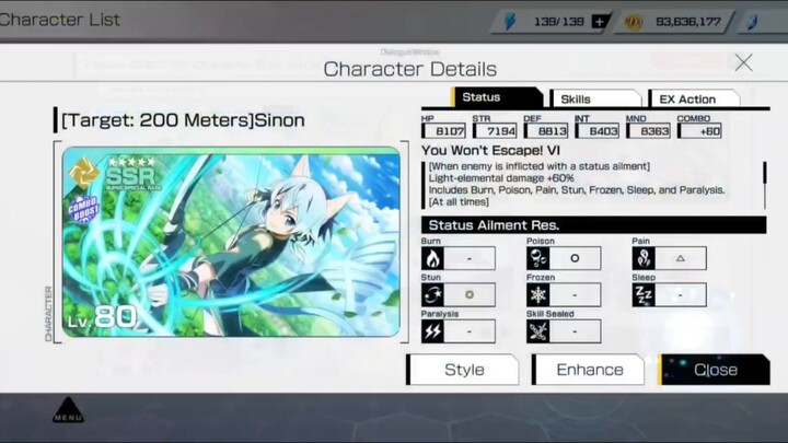 SAO Variant Showdown - SSR and SR+ Characters