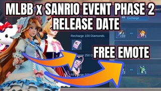 Sanrio PHASE 2 EVENT release Date | Free Emote Event | S24 Elite Recharge Skin | MLBB