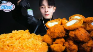 Mì, gà rán, phô mai viên phần 1 #mukbang