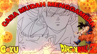 CARA mudah menggambar anime dragon ball, goku
