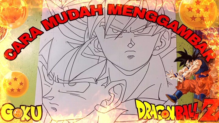 CARA mudah menggambar anime dragon ball, goku
