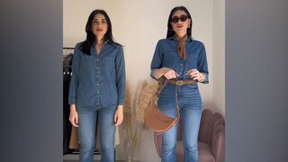 明明是同样的人+同样的衣服，但是稍微调整、增加点配饰就感觉大不同
