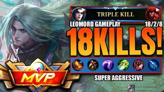 Triple Kill!!! 18/2/8 KDA | Super Aggressive | #Leomord Gameplay #MLBB