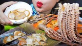 ASMR EATING GRILLED SEAFOOD PLATTER (OCTOPUS,HORN SCALLOP,PRAWN,US QUEEN CLAM)EATING SOUND|#LINHASMR