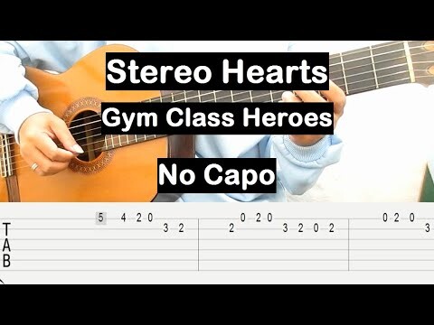 Stereo Hearts Guitar Tutorial No Capo (Gym Class Heroes) Melody Guitar Tab Guitar Lesson Beginner
