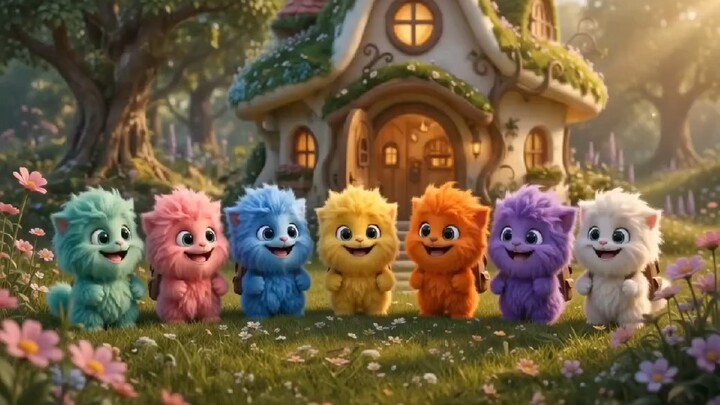 แก๊งขนฟูสายรุ้งผจญภัยน้ำตกเวทมนตร์ 🌈✨ | Rainbow Fluff Family