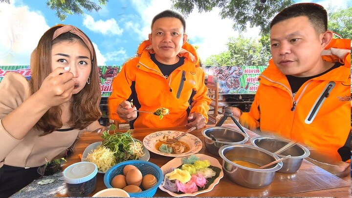 ตลาดสายลมหนาว ตามรอยดาราคนดัง ขนมจีนเส้นสด 3สหายยั่วน้ำลาย👌