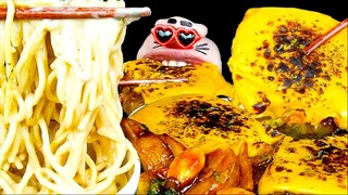 [Real Mouth] Mỳ Ý sốt kem ăn cùng thịt nướng phomai ngậy ngậy, thơm thơm #asmr #mukbang