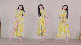Rok kuning dengan sepatu hak tinggi ~ Panjang kaki 2 meter Tubuh bagian atas - 40cm [gigi kelinci]
