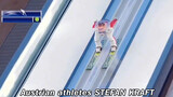 Kontestan Austria yang luar biasa Stephan Kraft dalam lompat ski